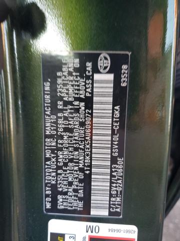 4T1BK3EK5AU609072 - 2010 TOYOTA CAMRY SE Zielony zdjęcie 12