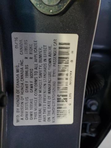 2HGFC2F57GH526360 - 2016 HONDA CIVIC LX GRAY photo 12