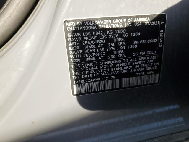 1V2RE2CAXMC212979 - 2021 VOLKSWAGEN ATLAS CROS SE Gris photo 12
