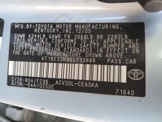 4T1BE32K96U713888 - 2006 TOYOTA CAMRY LE ლურჯი ფოტო 12
