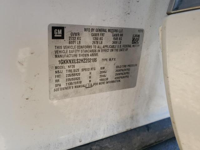 1GKKNXLS2HZ202186 - 2017 GMC ACADIA DENALI WHITE photo 13