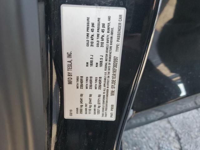 5YJ3E1EA1KF302097 - 2019 TESLA MODEL 3 BLACK photo 12