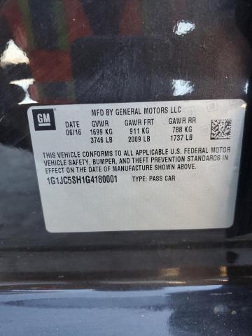 1G1JC5SH1G4180001 - 2016 CHEVROLET SONIC LT BROWN photo 12