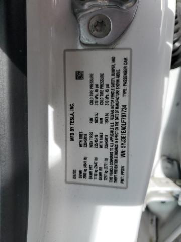 5YJ3E1EA0LF797734 - 2020 TESLA MODEL 3 Սպիտակ լուսանկար 13