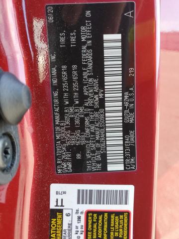 5TDGZRAH0LS509830 - 2020 TOYOTA HIGHLANDER XLE Rot Foto 13