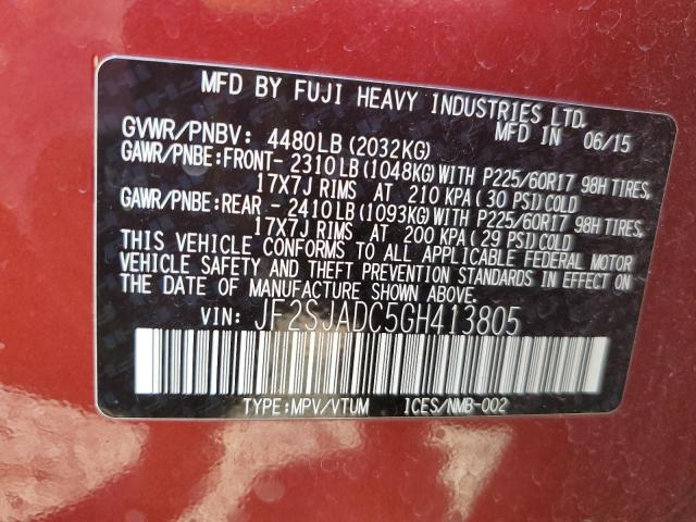 JF2SJADC5GH413805 - 2016 SUBARU FORESTER 2.5I PREMIUM Красный фото 13