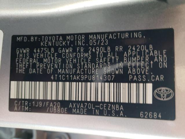 4T1C11AK9PU814307 - 2023 TOYOTA CAMRY LE SILVER photo 12