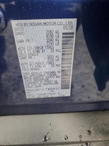 5N1AT2MT7JC780957 - 2018 NISSAN ROGUE S Mavi fotoğraf 13