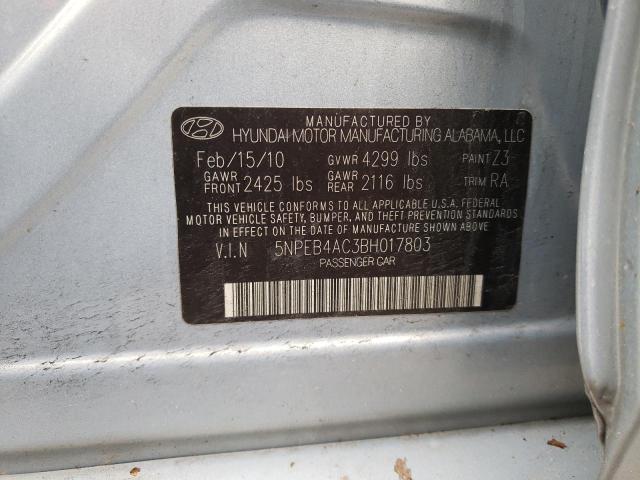 5NPEB4AC3BH017803 - 2011 HYUNDAI SONATA GLS BLUE photo 12