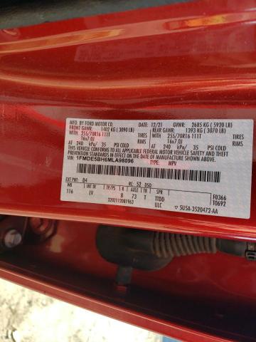 1FMDE5BH6MLA98096 - 2021 FORD BRONCO BASE RED photo 12