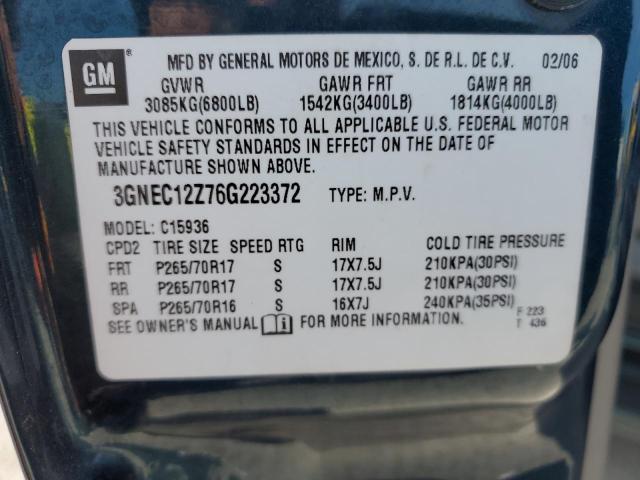 3GNEC12Z76G223372 - 2006 CHEVROLET AVALANCHE C1500 BLUE photo 12