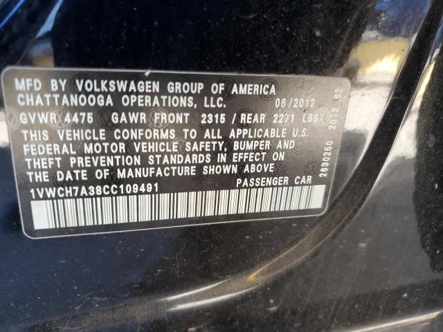 1VWCH7A38CC109491 - 2012 VOLKSWAGEN PASSAT SEL Qara foto 12