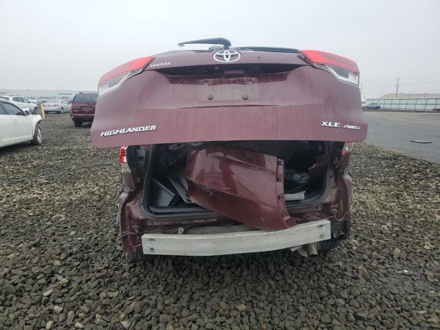 5TDJZRFH8KS987300 - 2019 TOYOTA HIGHLANDER SE Бордовый фото 6