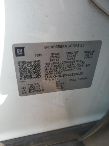 1GKKNULS5KZ233633 - 2019 GMC ACADIA SLT-1 Biały zdjęcie 13