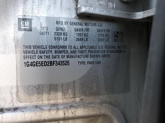 1G4GE5ED2BF343526 - 2011 BUICK LACROSSE CXS 银色 照片 13