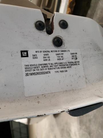 2G1WH52K639324474 - 2003 CHEVROLET IMPALA LS WHITE photo 13