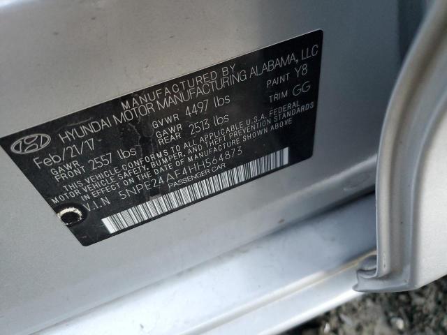 5NPE24AF4HH564873 - 2017 HYUNDAI SONATA SE SILVER photo 12