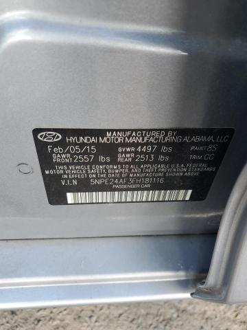 5NPE24AF3FH181116 - 2015 HYUNDAI SONATA SE SILVER photo 12