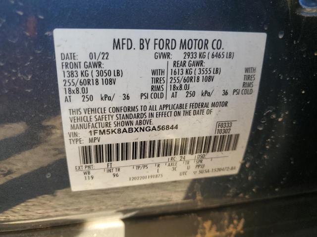 1FM5K8ABXNGA56844 - 2022 FORD EXPLORER POLICE INTERCEPTOR Mavi foto 14