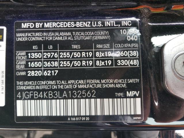 4JGFB4KB3LA132562 - 2020 MERCEDES-BENZ GLE 350 4MATIC BLACK photo 13