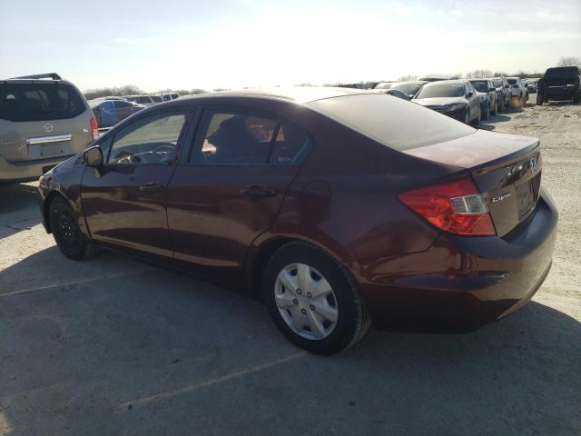 2HGFB2F56CH544989 - 2012 HONDA CIVIC LX BURGUNDY photo 2