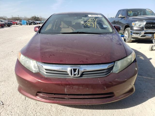 2HGFB2F56CH544989 - 2012 HONDA CIVIC LX BURGUNDY photo 5