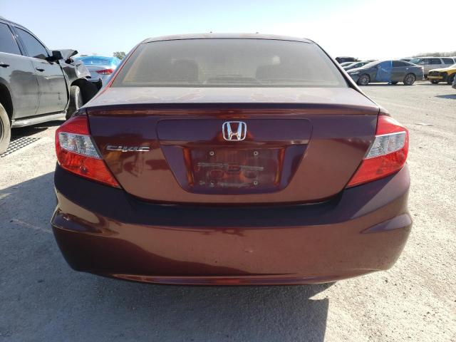 2HGFB2F56CH544989 - 2012 HONDA CIVIC LX BURGUNDY photo 6