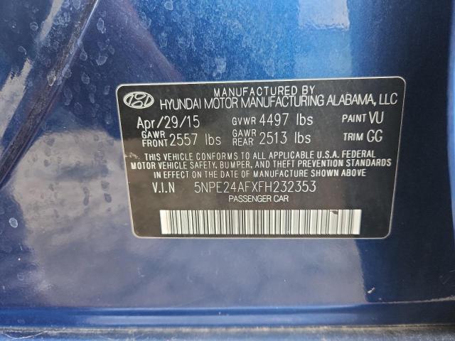 5NPE24AFXFH232353 - 2015 HYUNDAI SONATA SE BLUE photo 12