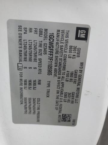 1GCWGFFF7F1105965 - 2015 CHEVROLET EXPRESS G2 WHITE photo 13