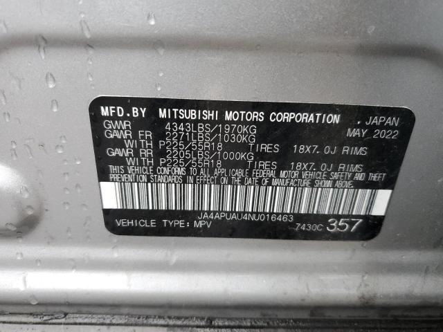 JA4APUAU4NU016463 - 2022 MITSUBISHI OUTLANDER ES SILVER photo 12