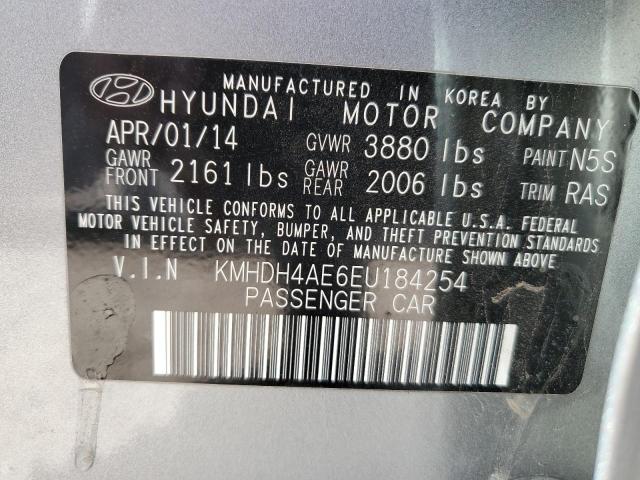 KMHDH4AE6EU184254 - 2014 HYUNDAI ELANTRA SE GRAY photo 12