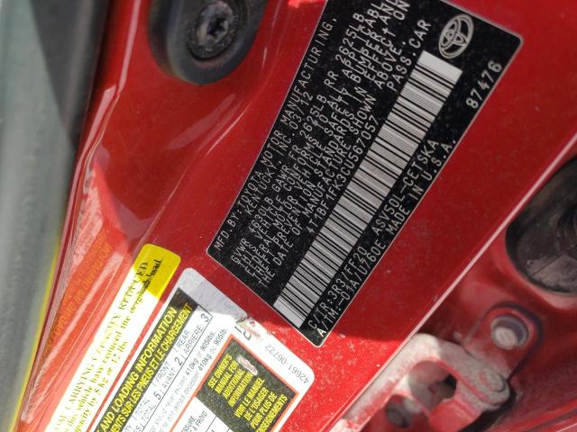 4T1BF1FK3CU567057 - 2012 TOYOTA CAMRY BASE RED photo 13