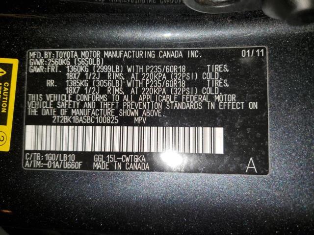 2T2BK1BA5BC100825 - 2011 LEXUS RX 350 CHARCOAL photo 12