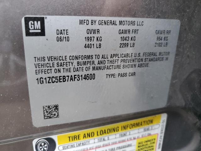 1G1ZC5EB7AF314600 - 2010 CHEVROLET MALIBU 1LT 灰色 照片 12