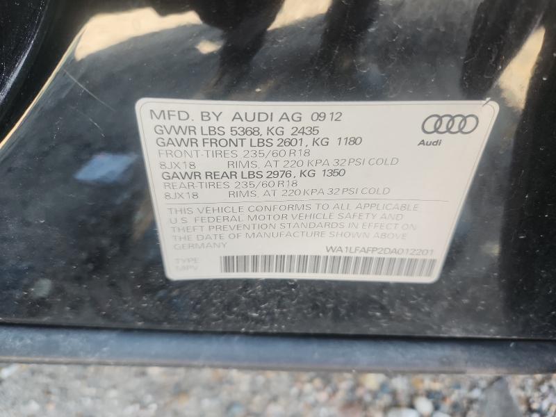 WA1LFAFP2DA012201 - 2013 AUDI Q5 PREMIUM PLUS შავი ფოტო 13