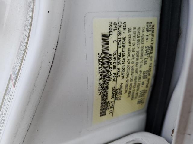 3N1BC11E97L422574 - 2007 NISSAN VERSA S WHITE photo 12