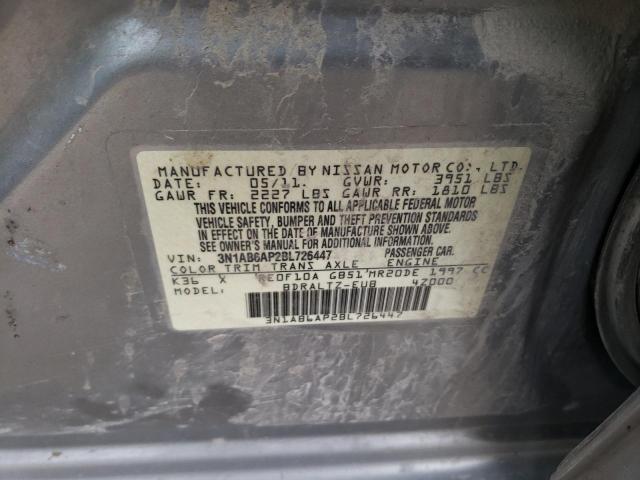 3N1AB6AP2BL726447 - 2011 NISSAN SENTRA 2.0 SILVER photo 12