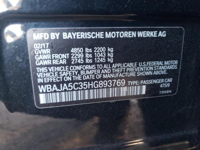 WBAJA5C35HG893769 - 2017 BMW 530 I BLACK photo 12