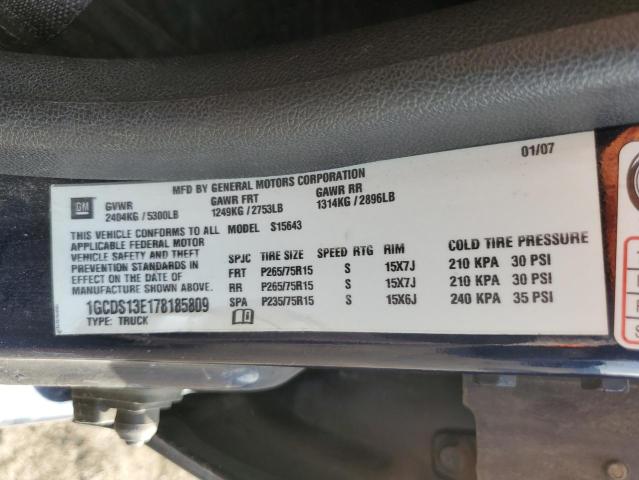 1GCDS13E178185809 - 2007 CHEVROLET COLORADO BLUE photo 12