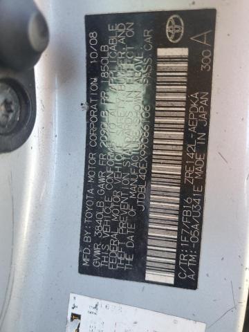 JTDBL40EX99086106 - 2009 TOYOTA COROLLA BASE Gümüş fotoğraf 13