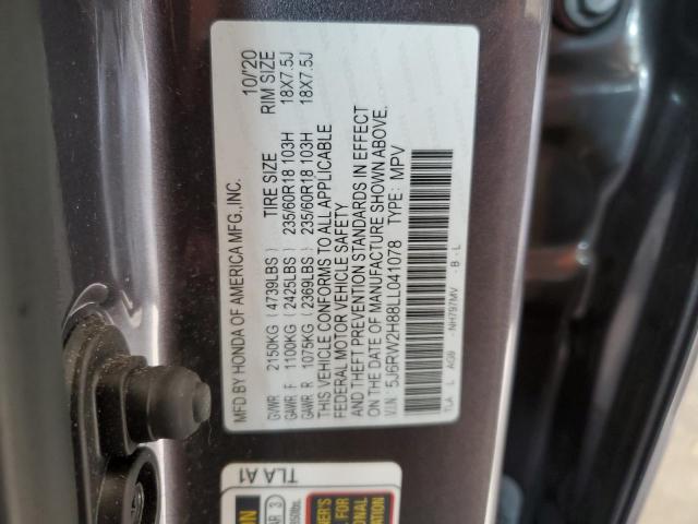 5J6RW2H88LL041078 - 2020 HONDA CR-V EXL GRAY photo 14