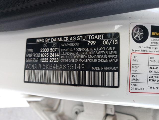 WDDHF5KB4EA835149 - 2014 MERCEDES-BENZ E 350 WHITE photo 12