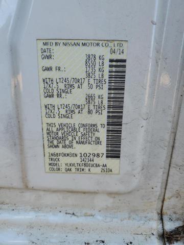 1N6BF0KM3EN102987 - 2014 NISSAN NV 1500 WHITE photo 14