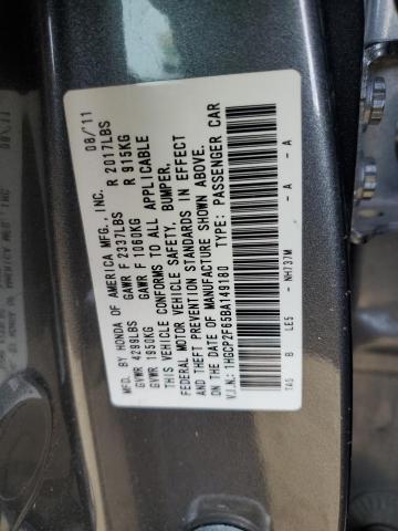 1HGCP2F65BA149180 - 2011 HONDA ACCORD SE GRAY photo 12