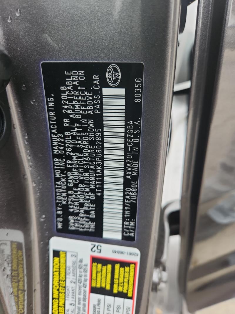 4T1T11AK3PU802895 - 2023 TOYOTA CAMRY SE NIGHT SHADE GRAY photo 12