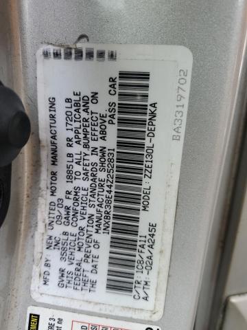 1NXBR38E44Z252831 - 2004 TOYOTA COROLLA CE ვერცხლისფერი ფოტო 12