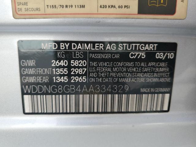 WDDNG8GB4AA334329 - 2010 MERCEDES-BENZ S 550 4MATIC SILVER photo 12