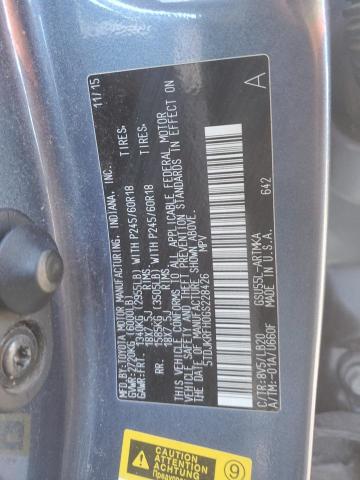 5TDJKRFH0GS228426 - 2016 TOYOTA HIGHLANDER XLE BLUE photo 13