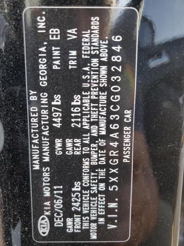 5XXGR4A63CG032846 - 2012 KIA OPTIMA SX BLACK photo 13