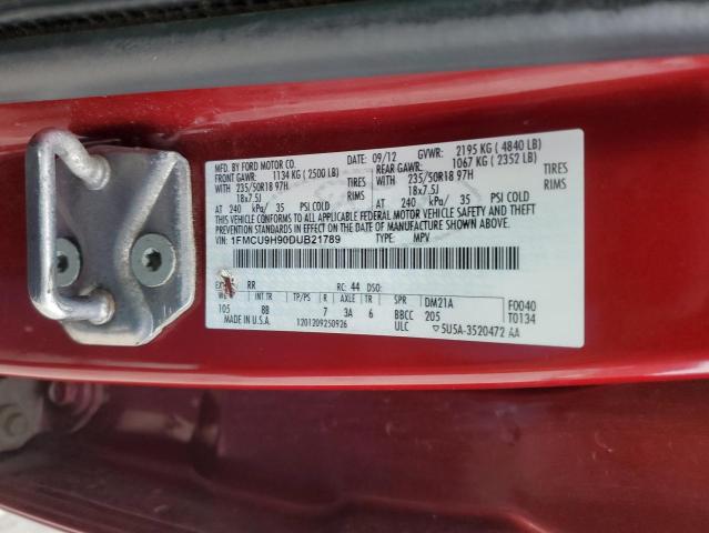 1FMCU9H90DUB21789 - 2013 FORD ESCAPE SEL RED photo 13